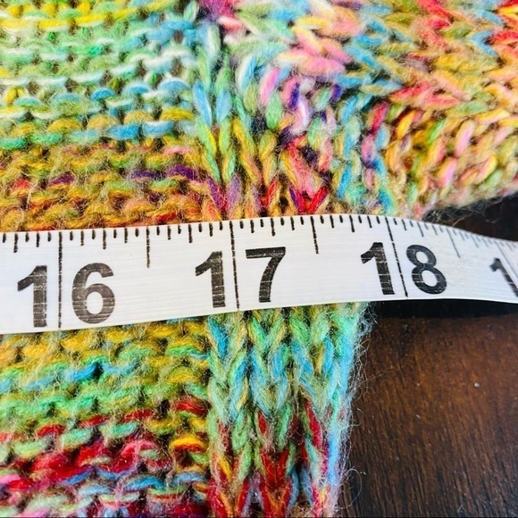 INKED & FADED Colorful Rainbow Colors V-Neck Sweater - Picture 9 of 11
